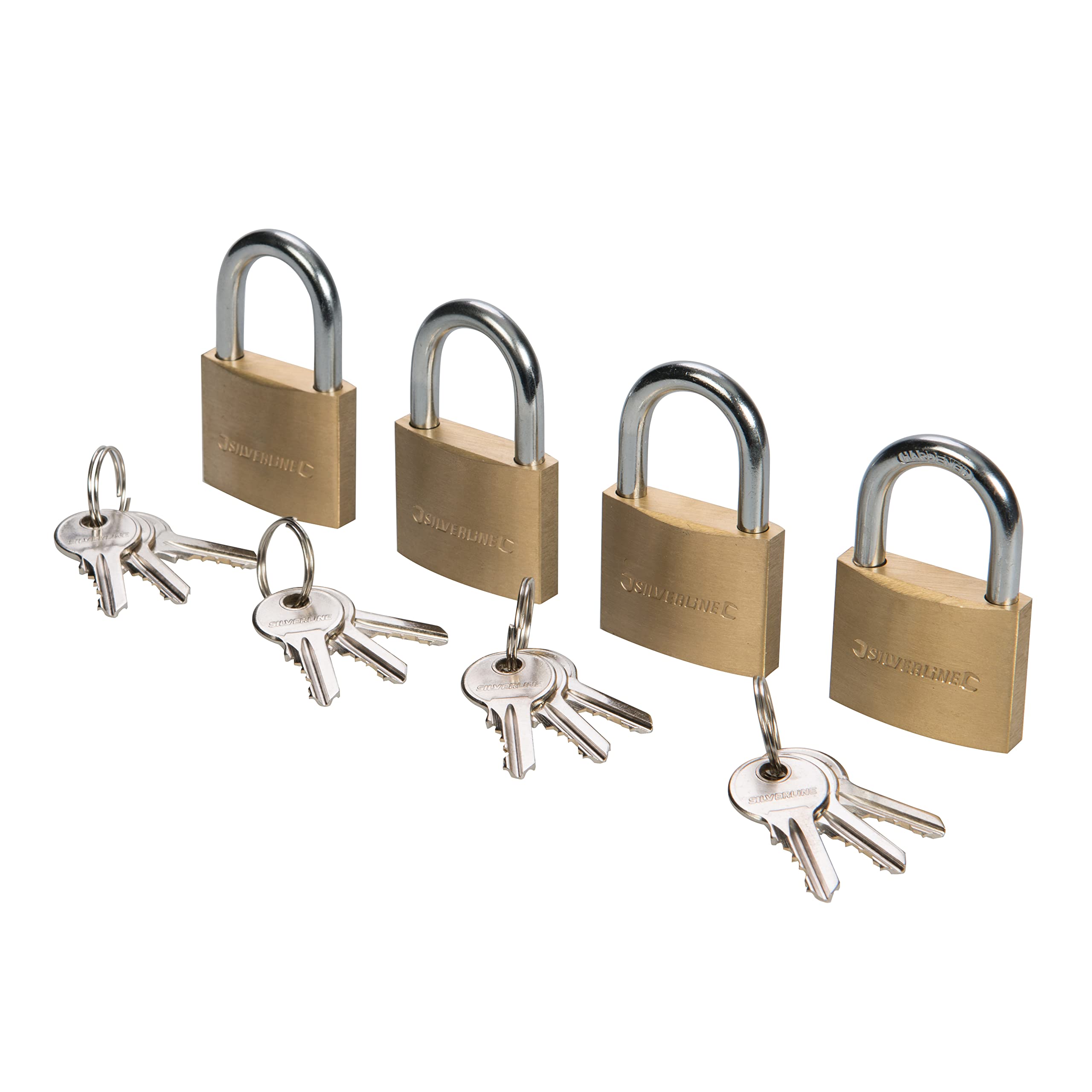 Silverline 675152 Brass Padlock Keyed Alike 4pk 40 mm