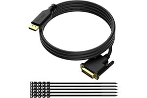 KXABLE Gold-Plated DisplayPort to DVI Cable - 10 FT, DP to DVI-D Male to Male Converter, 1080P@60Hz, for PC, Desktop, Laptop, HDTV, Projector, Monitor, with 25 Ties