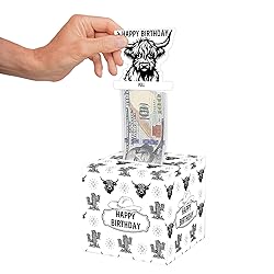 Western Birthday Money Box for Cash, Highland Cow