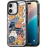 Rosarnnah Compatible for iPhone 16 Case Cute - Durable Shockproof 6.6 ft Drop Impact Phone Case - Black Funny Cats Party Design for iPhone 16 6.1"