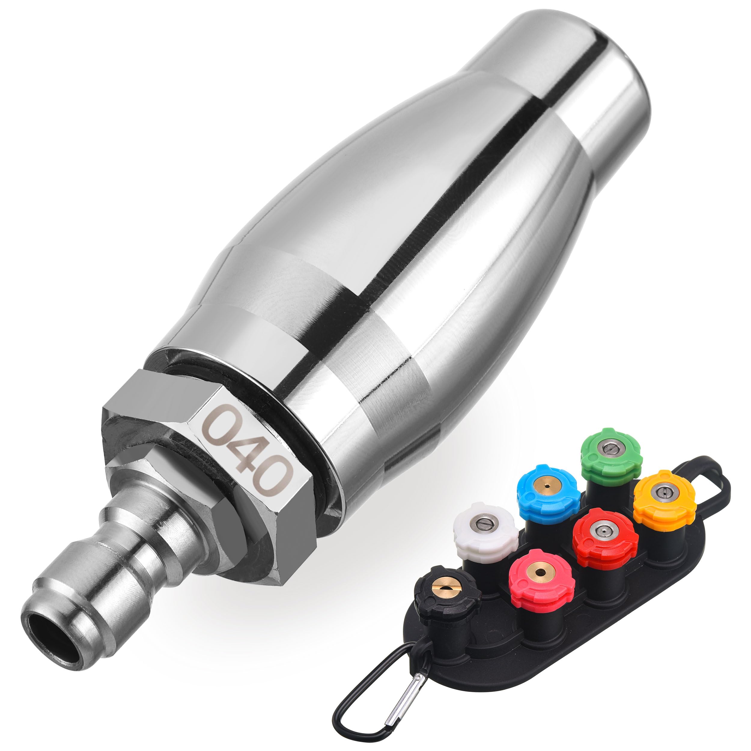 Photo 1 of JOEJET Turbo Nozzle Pressure Washer, Rotating Pressure Washer Nozzle with 1/4" Quick Connect, 7 Spray Nozzle Tips with Nozzle Holder, 3000 PSI, Orifice 4.0