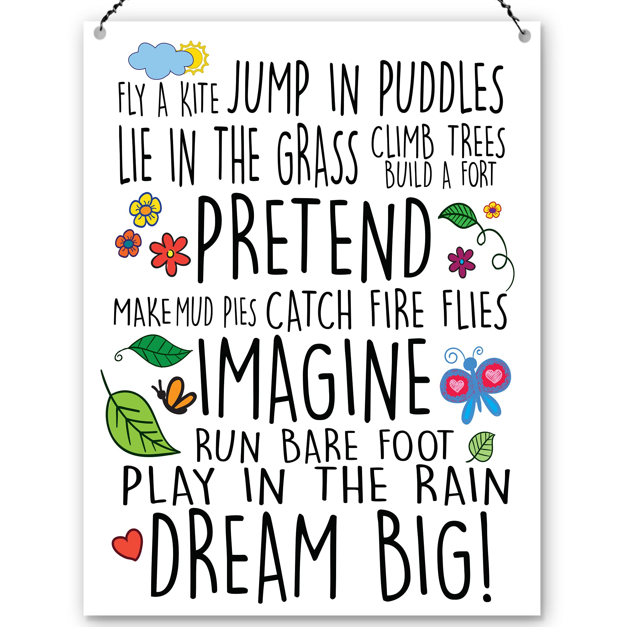Dorothy Spring Fly a Kite Jump In Puddles Motivational Kids Quote Plaque Metal Sign Size 14x20cm
