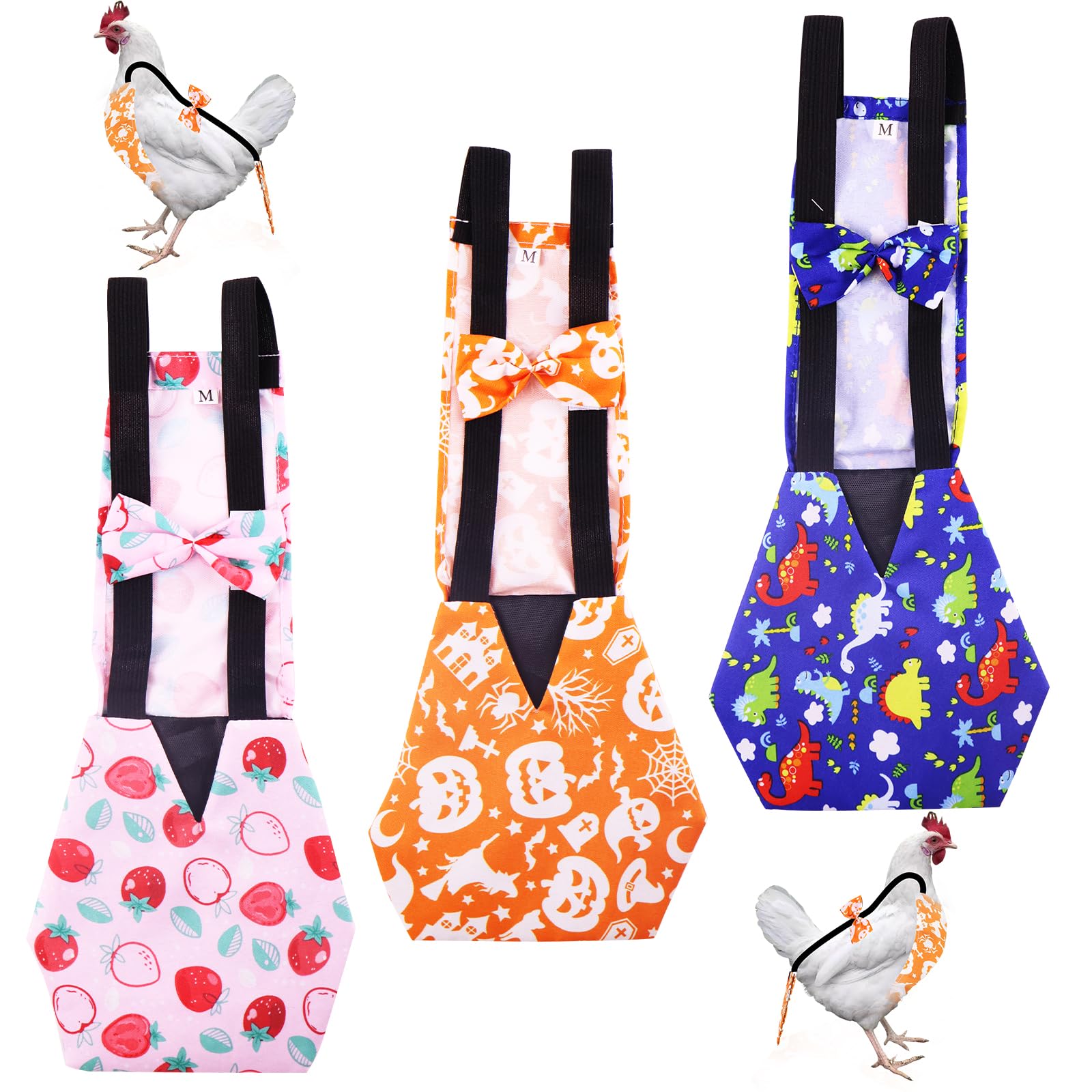 Photo 1 of 3 Pcs Chicken Diapers for Hens, Pet Duck Diapers with Bow Tie, Washable Duck Clothes & Poultry Accessories (Suitable for Chickens Weighing 1.1 to 3.3 lb)
