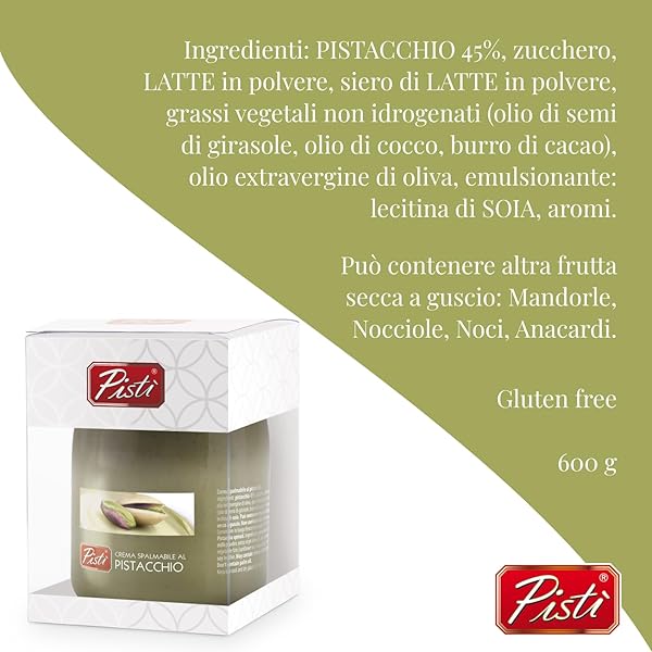 PISTI CREAM OF PISTACHIO FROM SICILY 21.2 OUNCE (600G) | ARTISANAL ITALIAN NUT SPREAD | ENJOY WITH BREAD AND BISCUITS
