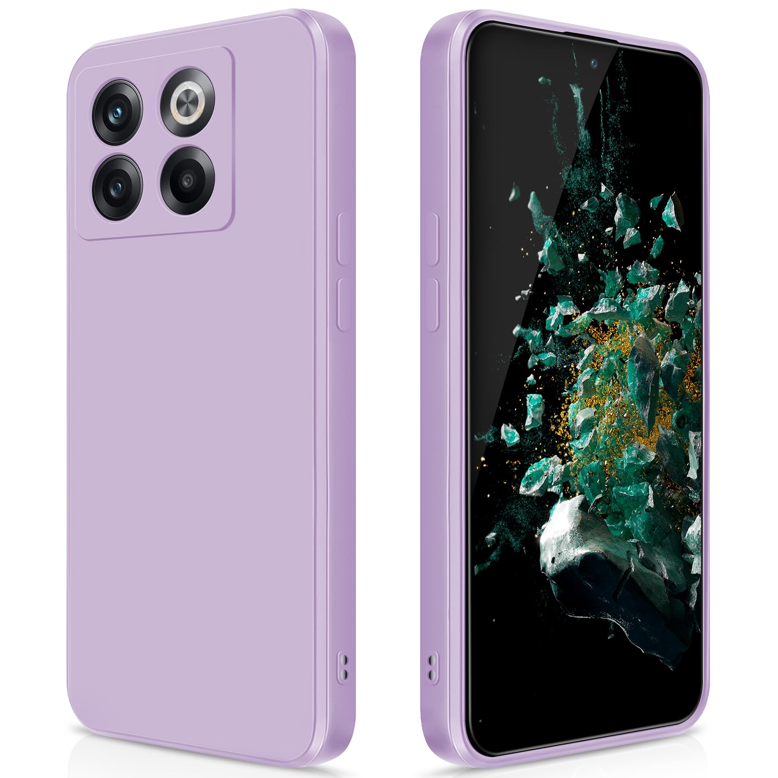 GiiYoon Case Compatible with OnePlus 10T, Silky-Soft Touch Full-Body Protective Phone Silicone Case, Shockproof Cover with Microfiber Lining, Purple — image 1