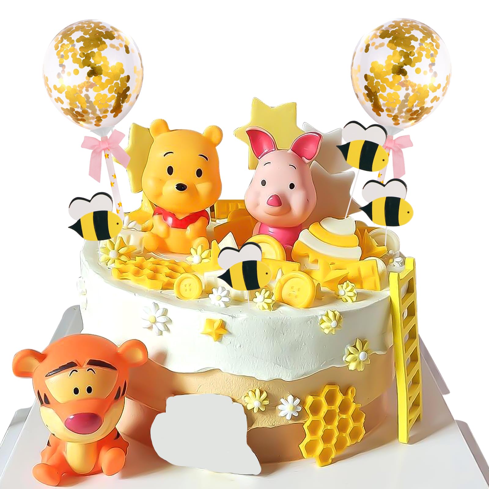 Newmemo Winnie Cake Topper 12Pcs Winnie figurines Pooh Cake Toppers Winnie Cupcake Toppers Pooh Bear Cake Picks Winnie Cake Decorations for Winnie Birthday Baby Shower Party Decorations Supplies