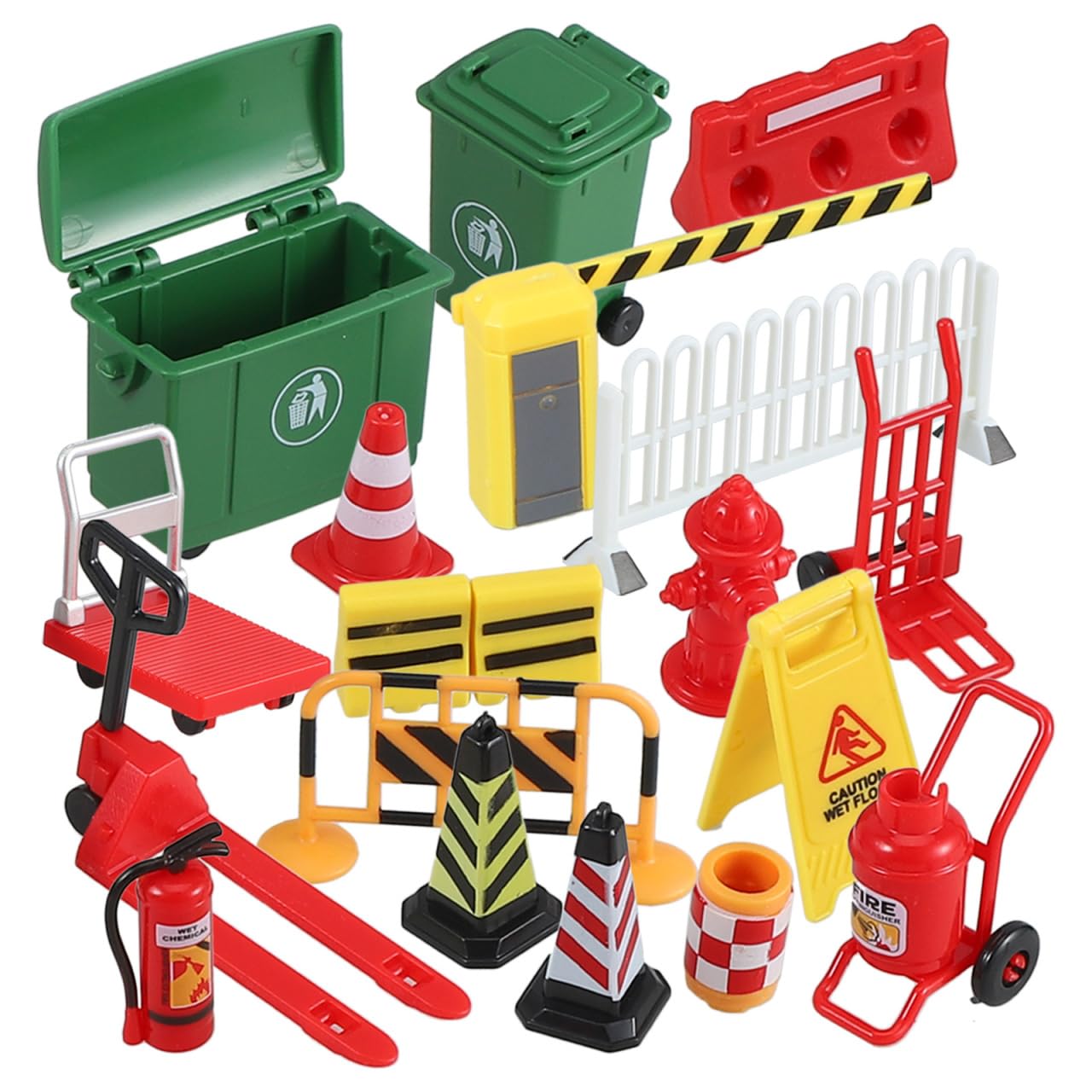 BESPORTBLE Miniature Traffic Barricade Playset Road Signs and Obstacle Models for Childrens Educational Pretend Play Enhances Road Safety Awareness and Fine Motor Skills for Classroom