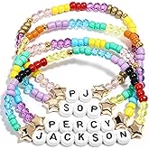AICase for Percy Merch Jackson Gifts Toys Inspired Bracelets 4 Pcs Stackable Stretch Beaded Friendship Bracelets Jackson Movie Anime Merchandise Gifts for Fans Women Birthday Christmas Stocking
