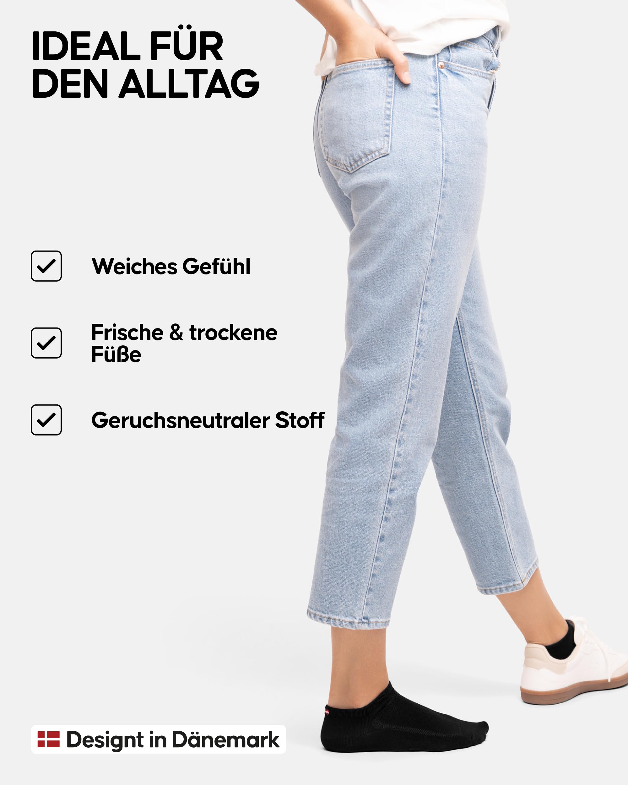 DANISH ENDURANCE 6 Paar Bambus Sneaker-Socken, Kurze Sommer Bambus Socken, Halbsocken, Damen & Herren, Schwarz, 39-42 3