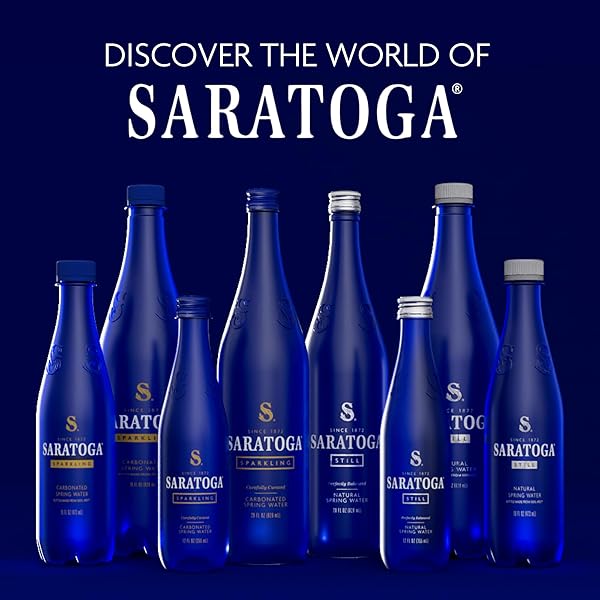 SARATOGA SPARKLING WATER BOTTLES, 6-PACK – CARBONATED SPRING BOTTLED WATER – RECYCLED PET PLASTIC BOTTLES – 16 FL OZ