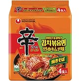 Nongshim Shin Ramyun Sweet and Spicy Kimchi Stir Fry Style, Instant Ramyun with Kimchi Flavor, Spicy &amp; Savory Stir Fried Style Korean Noodles, Quick &amp; Easy Pantry Essential, 4.83 oz (Pack of 4)