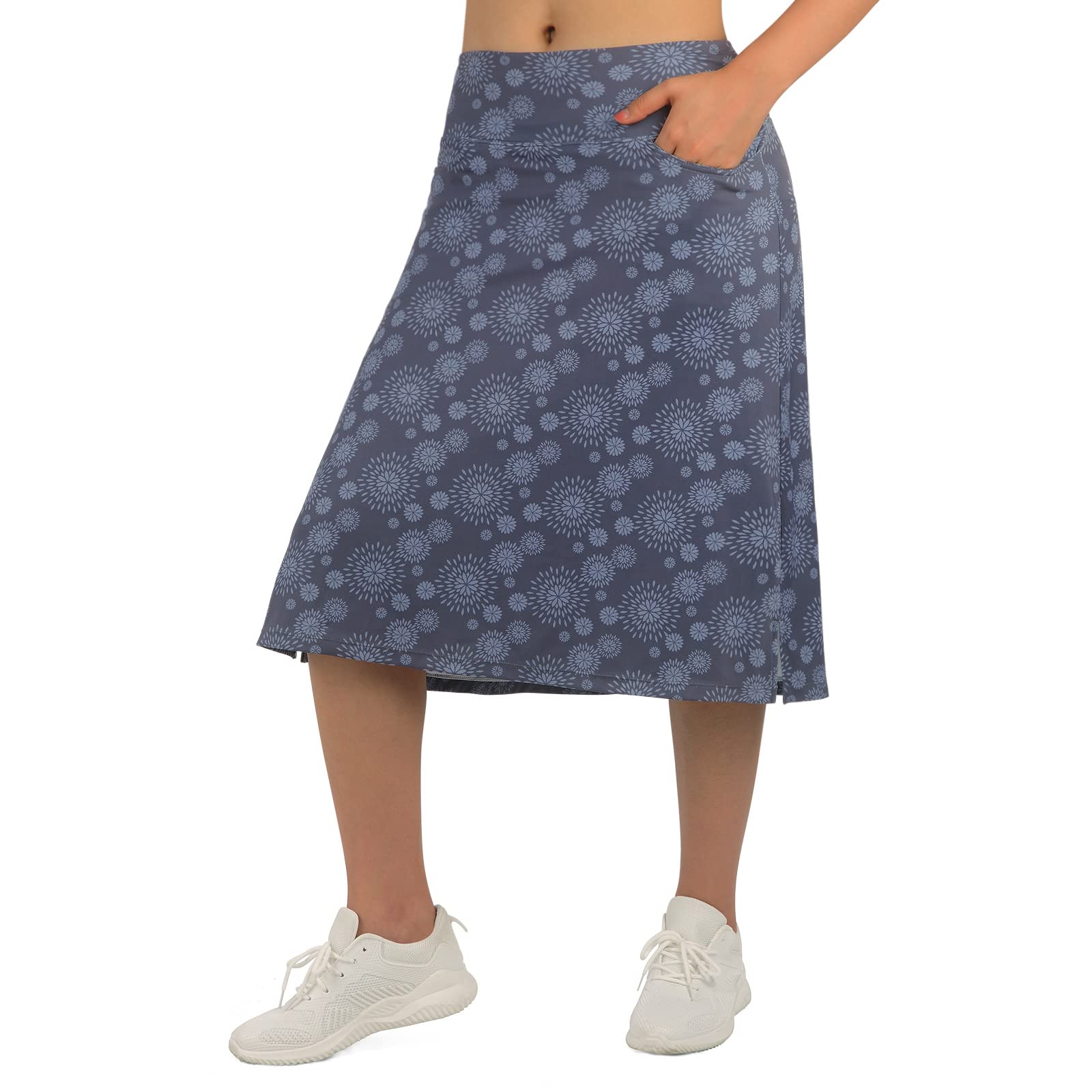 beroy Women Athletic Skirts Mid Length,Women Casual Skirt with 3 Pockets(L Grey) Image