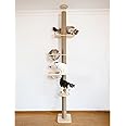 Cat Tree Floor to Ceiling Natural Sisal Rope Scratching Post Height:55.52-118.5 Inches Adjustable Cat Tree Cat Modern Activity Tree