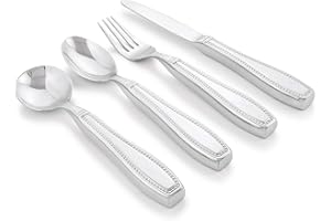 Weighted 7 oz Eating Utensils by Celley, 4pc Stainless Steel Knife Fork Spoon Set for Tremors