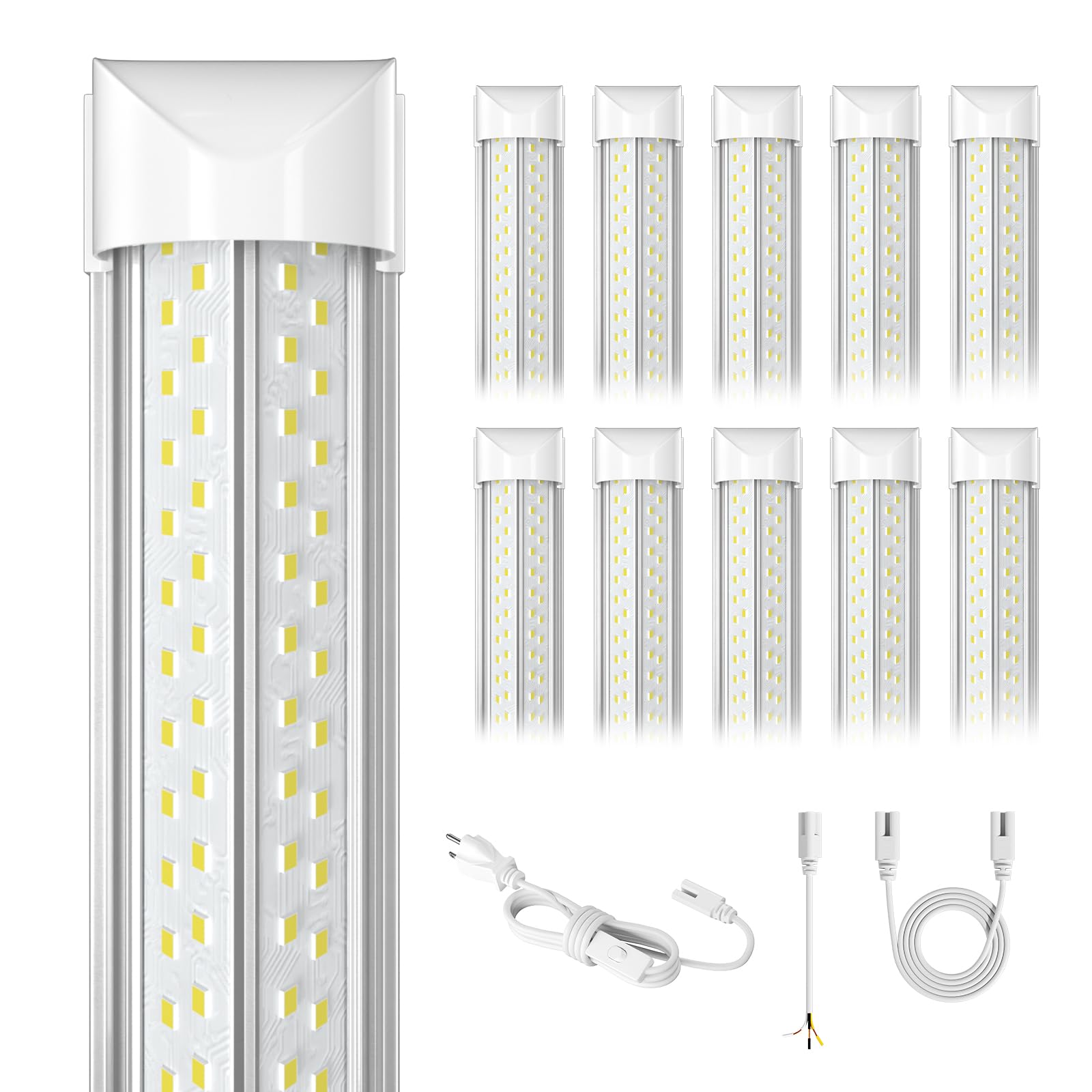 Photo 1 of PARTS ONLY-------------------------------------------------------------ELEKICO 8ft Led Shop Light, Super Bright 100w 5000k 15000lm 8' Led Shop Lights 8ft, Linkable 96" 8 Foot Shop Light 8 Ft for Garage Warehouse Factory Barn Garage 10pack