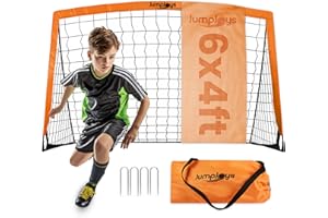 JumpJoys Kids Soccer Goal for Backyard| 6x4 ft Portable Pop Up Soccer Goal Kids Soccer Net | Practice Soccer Net in Multiple Colors | Single Net, Set of Two, Double with Accessories