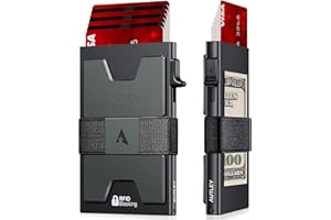 AUTLEY Slim Card Holder, Minimalist Pop Up Wallet for Men, RFID Blocking Mens Wallet with Cash Band (Black)