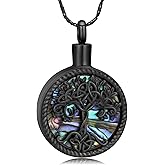 Tree of Life Teardrop Urn Necklace for Ashes Teardrop Crystal Cremation Jewelry Celtic knot Ashes Pendant Stainless Steel Keepsake Memorial Jewelry for Women Men