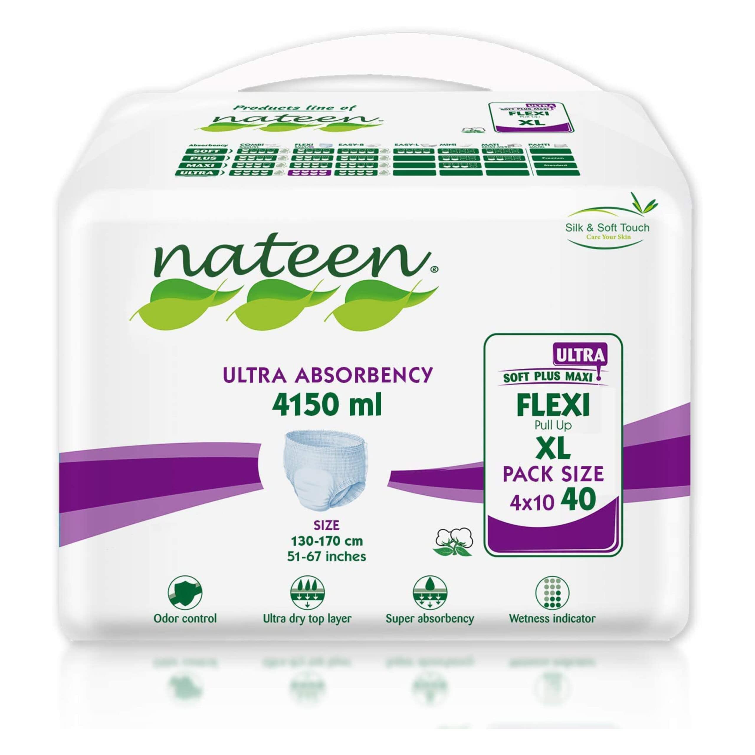 Tendercare Nateen - Adult Ultra Absorbent Pull Up Pants - 40 Extra Large - 4150ml Absorbency - Disposable & Discreet Incontinence Pants for Men & Women