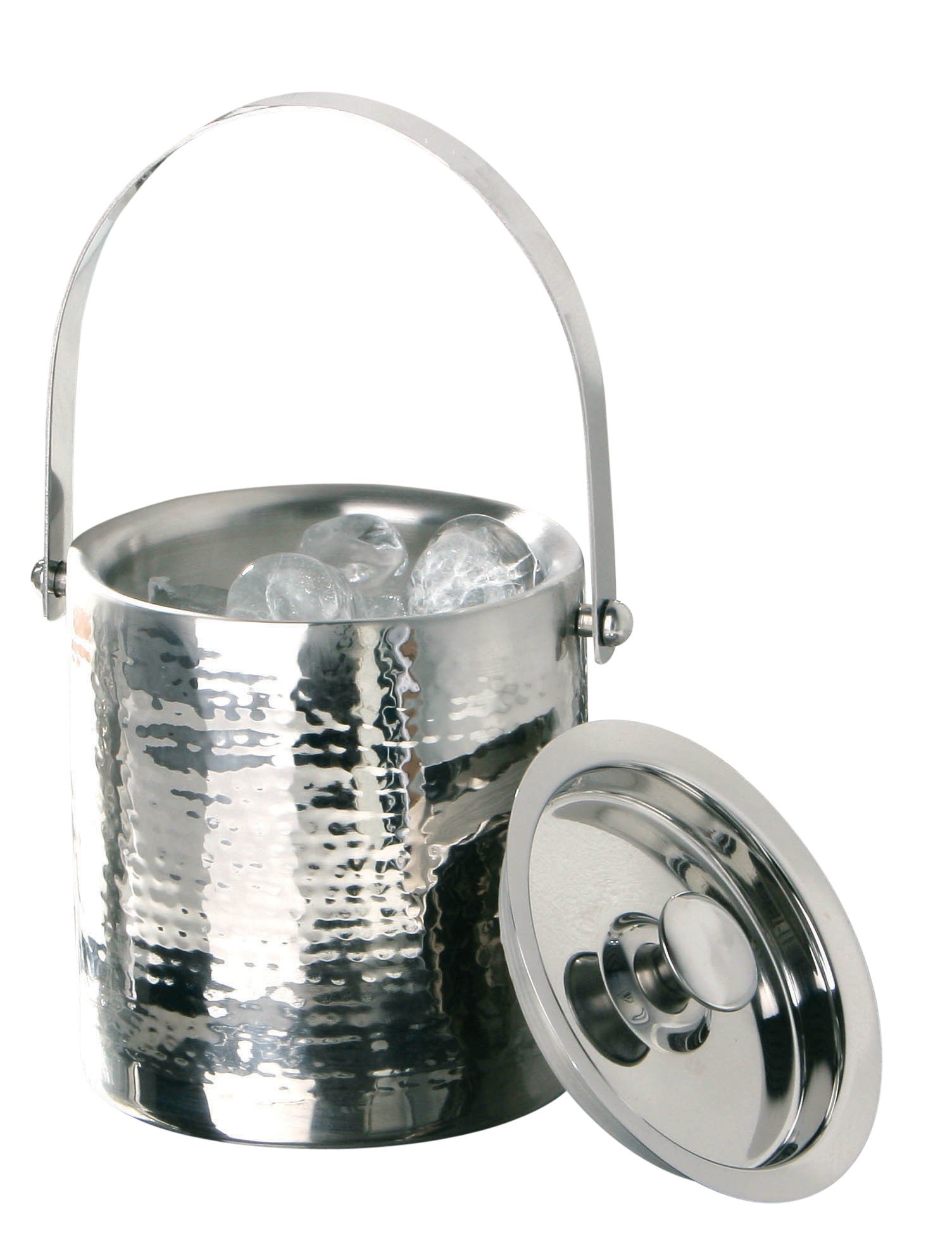 Premier Housewares 508910 Ice Bucket - Hammered Stainless Steel H14 x W14 x D13cm