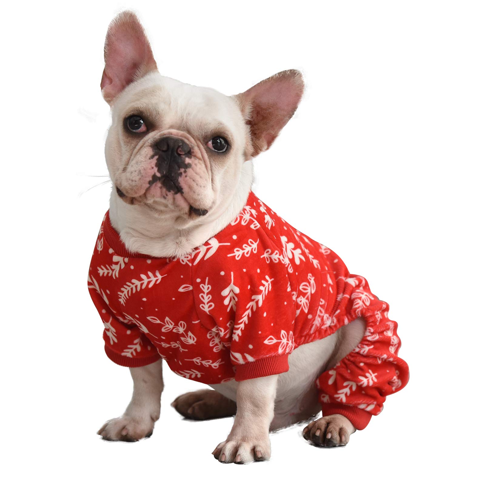 CuteBone Soft & Stretchy Christmas Dog Pajamas - Cozy Pet Jammies Breathable Jumpsuit for Small Dogs - All-Season Comfy Outfit Easy-On Pullover Design - Keeps Pets Warm & Comfortable P18L