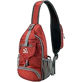 WATERFLY Packable Small Crossbody Sling Backpack Shoulder Chest Bag Daypack for Hiking Traveling
