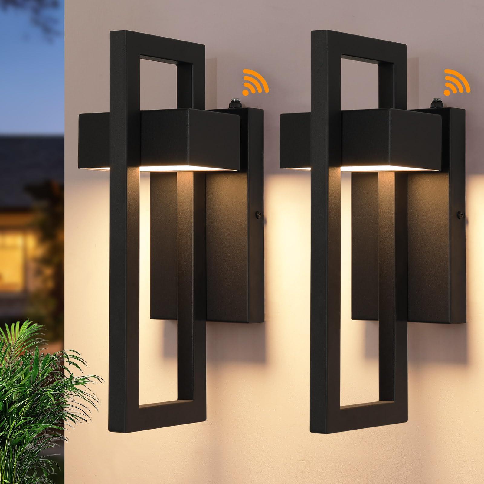 Photo 1 of LOBREG LED Modern Exterior Lighting Fixtures, Matte Black Porch Lights Outdoor, Outside Lights for House Garage Porch Warm White 3000K, 2 Pack