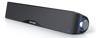 Nylavee Computer Speakers, Hi-Fi Stereo Computer Sound Bar with Bluetooth & 3.5mm Aux, USB/USB-C Powered for Desktop PC, Laptop & Monitor, Built-in Mic and Headphone Jack