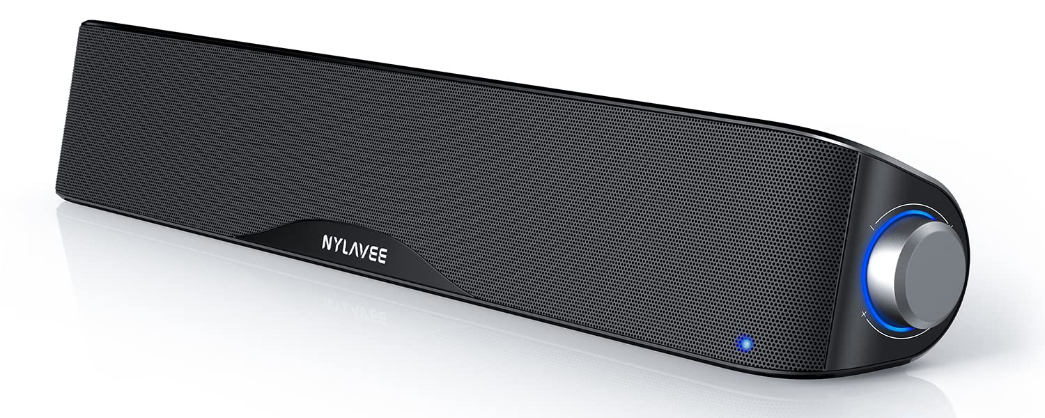 Nylavee PCスピーカー サウンドバー Bluetooth & AUX接続 六つのスピーカーユニット 10W ステレオ 大音量&豊かな低音 ラップトップ、タブレット、スマートフォンに対応、USB給電式のパソコンスピーカー商品画像
