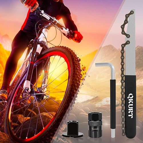 QKURT Chain Whip Tool Kit, Bicycle Cassette Removal Tool+Auxiliary