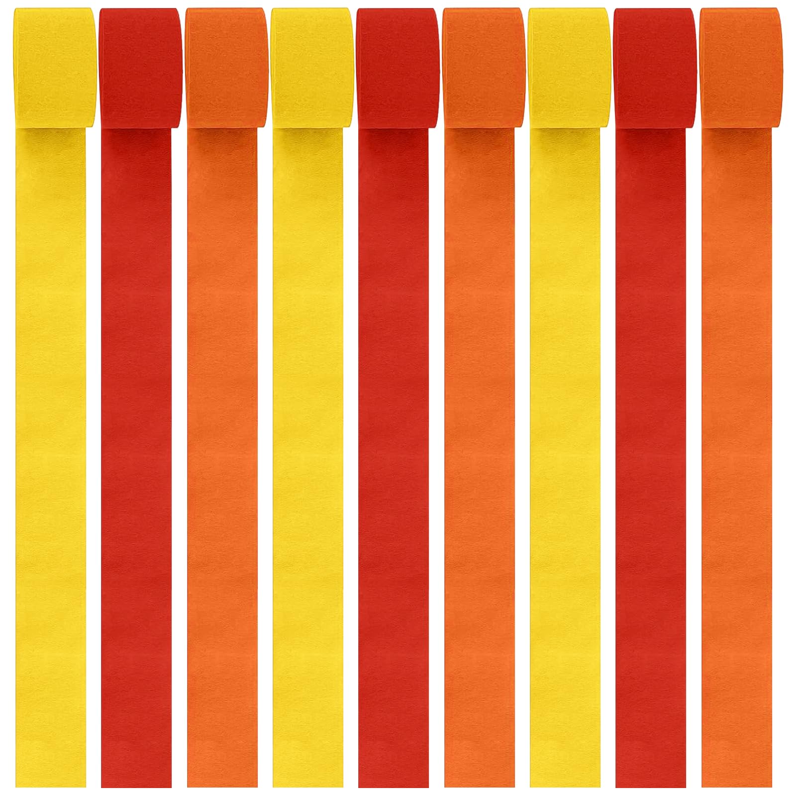 9 Rolls Crepe Paper Streamers Yellow Red Orange Thanksgiving Crepe Paper Roll Streamer Autumn Decorations Curtain Backdrop Hanging Tassels for Autumn Festival Decor
