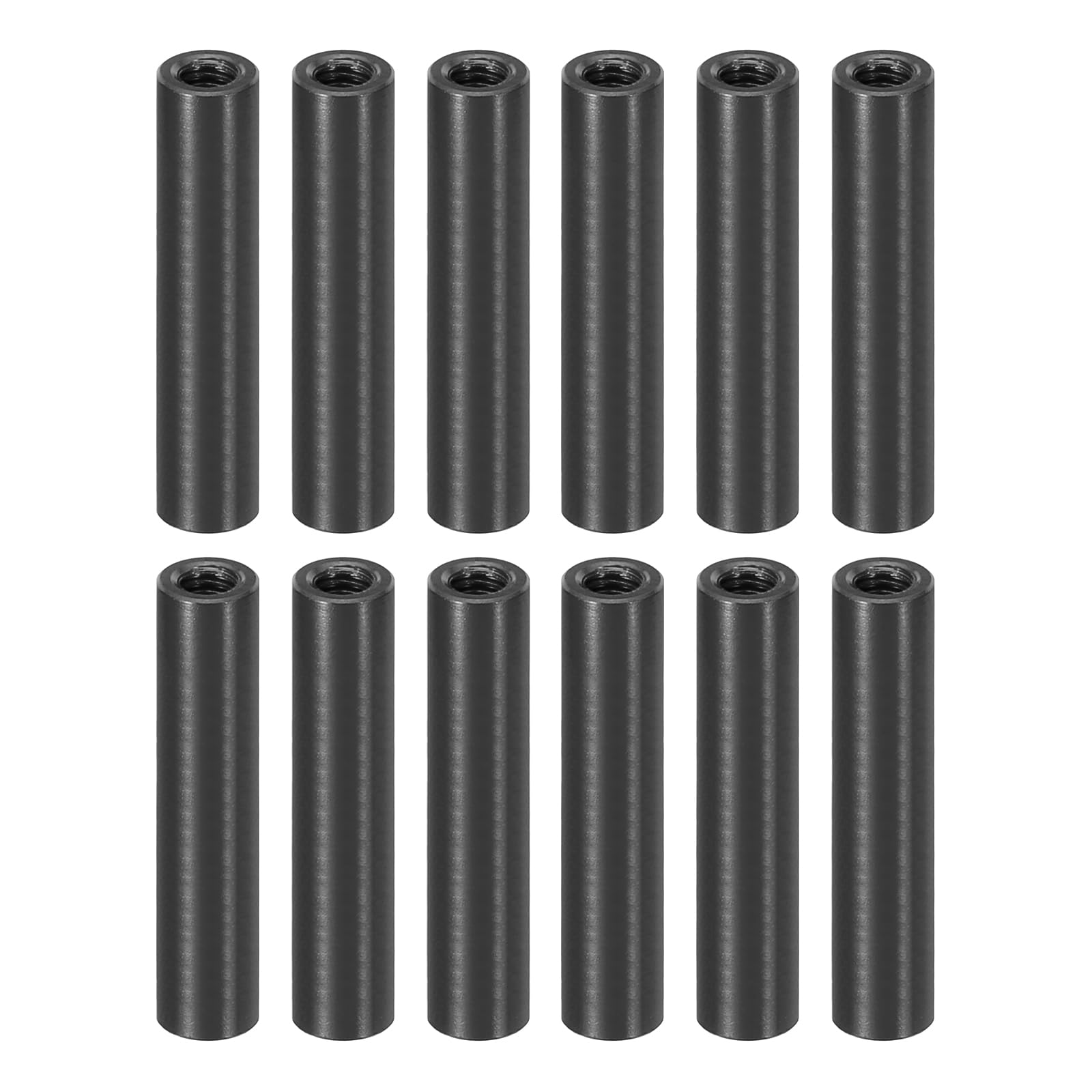 PATIKIL 12pcs M3 Metal Threaded Standoff Spacer Nuts, Round Aluminum Spacers Female Coupling Screws, 1/8" ID x 3/16" OD, Black, (25mm L) โ image 1