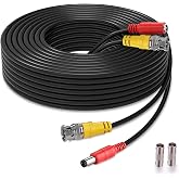 WILDHD BNC Cable 150ft All-in-One Siamese BNC Video and Power Security Camera Wire, CCTV Cable with 2 Female Connectors for All Max 5MP HD CCTV DVR Surveillance System (150ft Cable,Black)