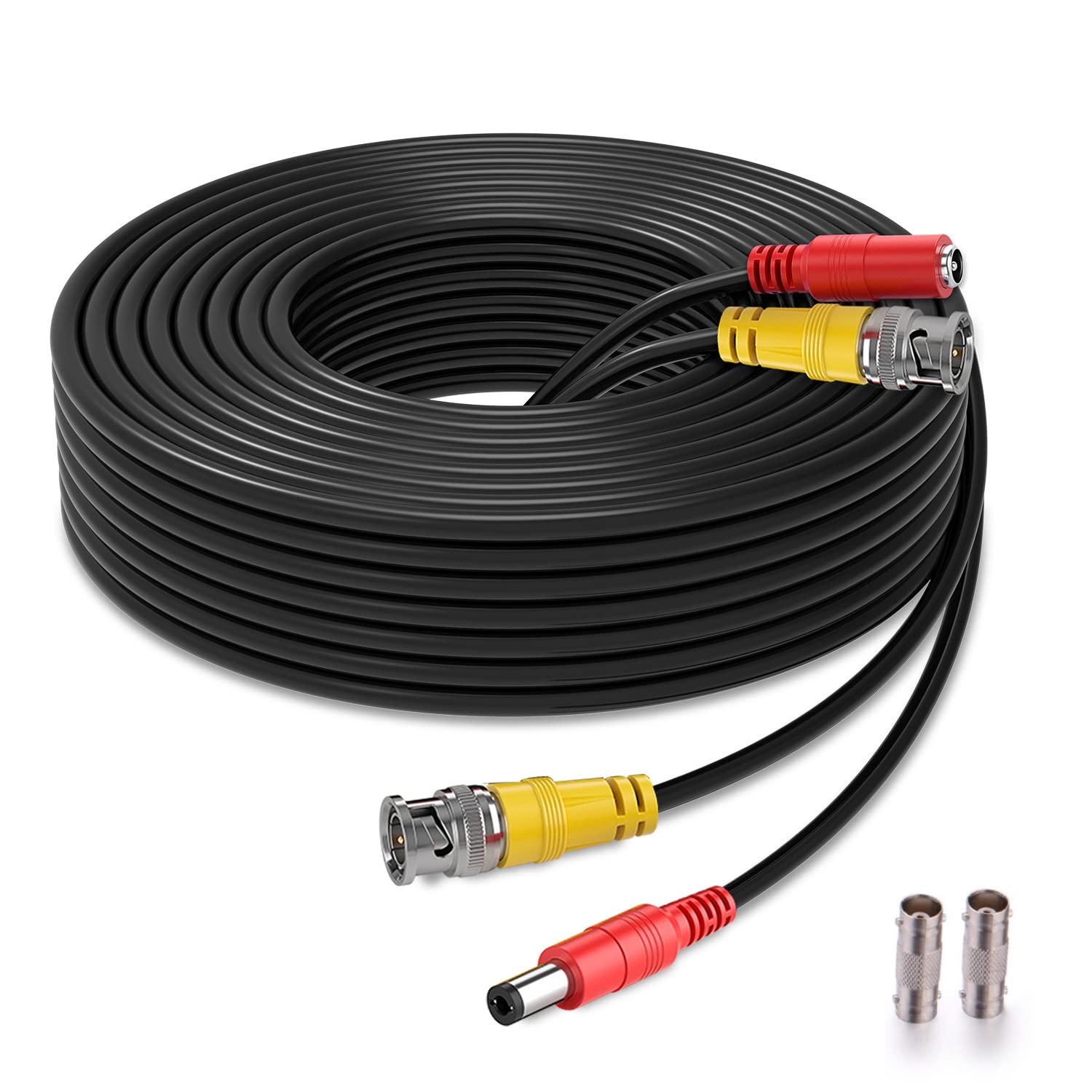BNC Cable 150ft All-in-One Siamese BNC Video and Power Security Camera Wire, CCTV Cable with 2 Female Connectors for All Max 5MP HD CCTV DVR Surveillance System (150ft Cable,Black)