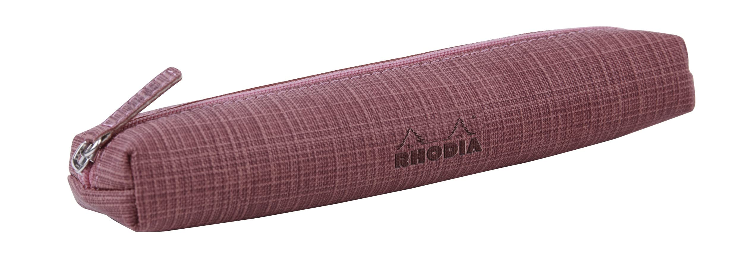 RHODIA 120041C - Pencil case - Size: 20 x 5 x 2.5 cm - Faux leather - printed cotton interior -Amaranth and Floral Print - Orange botanical collection — image 1