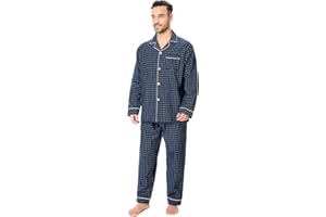 XING YE CHUAN Men's Cotton Lightweight Sleepwear Plaid Warm Soft loungewear Pajamas Set