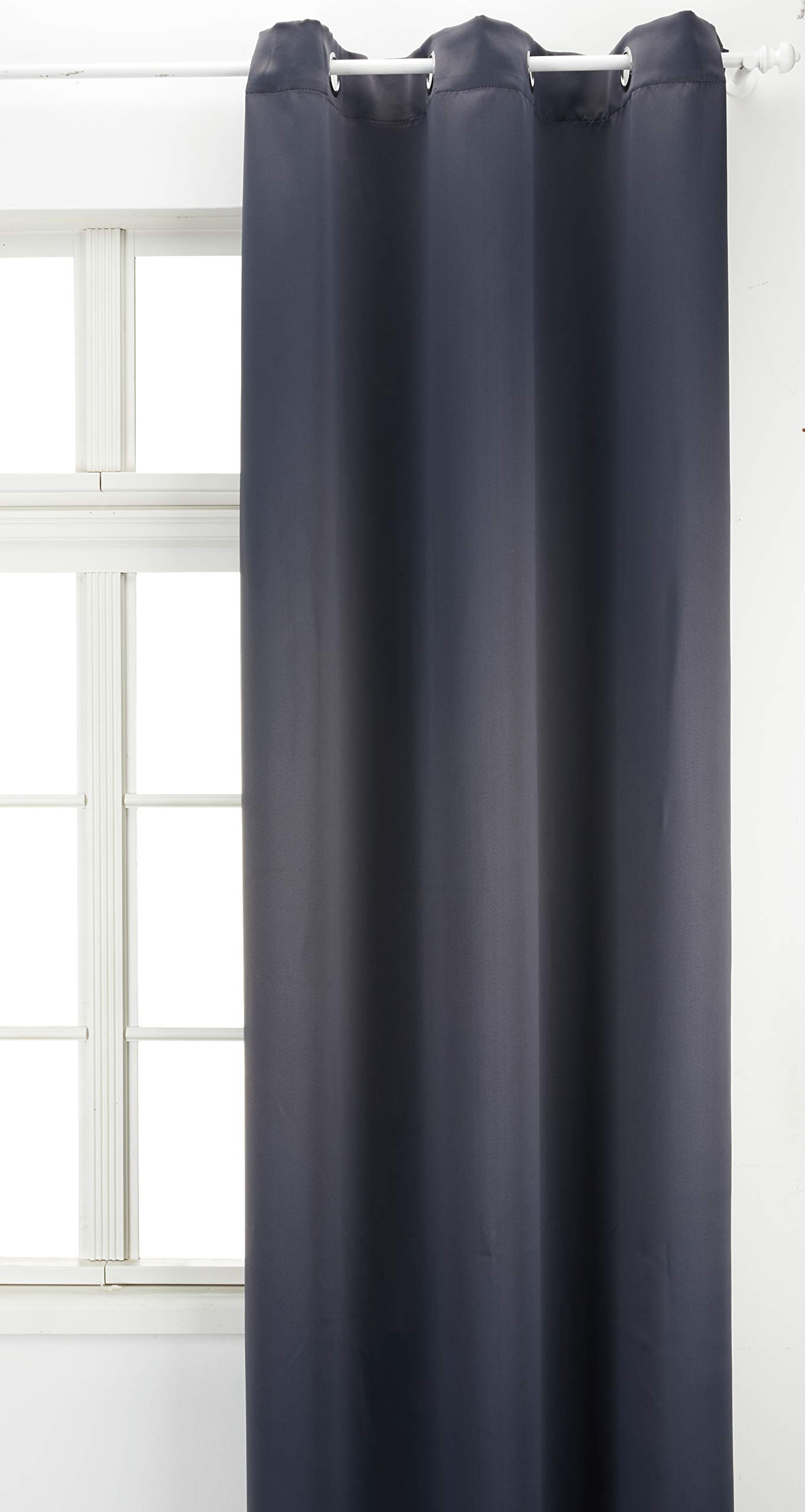 Soleil d'ocre, Alix Blackout Curtain with Eyelets Antracite, Polyester, 135 x 250 cm
