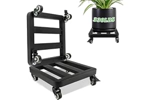 Rkrouco Heavy Duty Plant Caddy with Wheels, Metal Square Plant Dolly with Lockable Caster Wheels Plant Dolly Base, Holds Up 330 Lbs