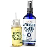 BodyJ4You Sterile Saline Piercing Aftercare Spray Kit - Keloid Bump Drops | Saline Spray for Piercings - Ear Hole Cleaner Wound Wash Cleanser Oil - Nose Septum Belly Button Cartilage Nipple Navel Lip