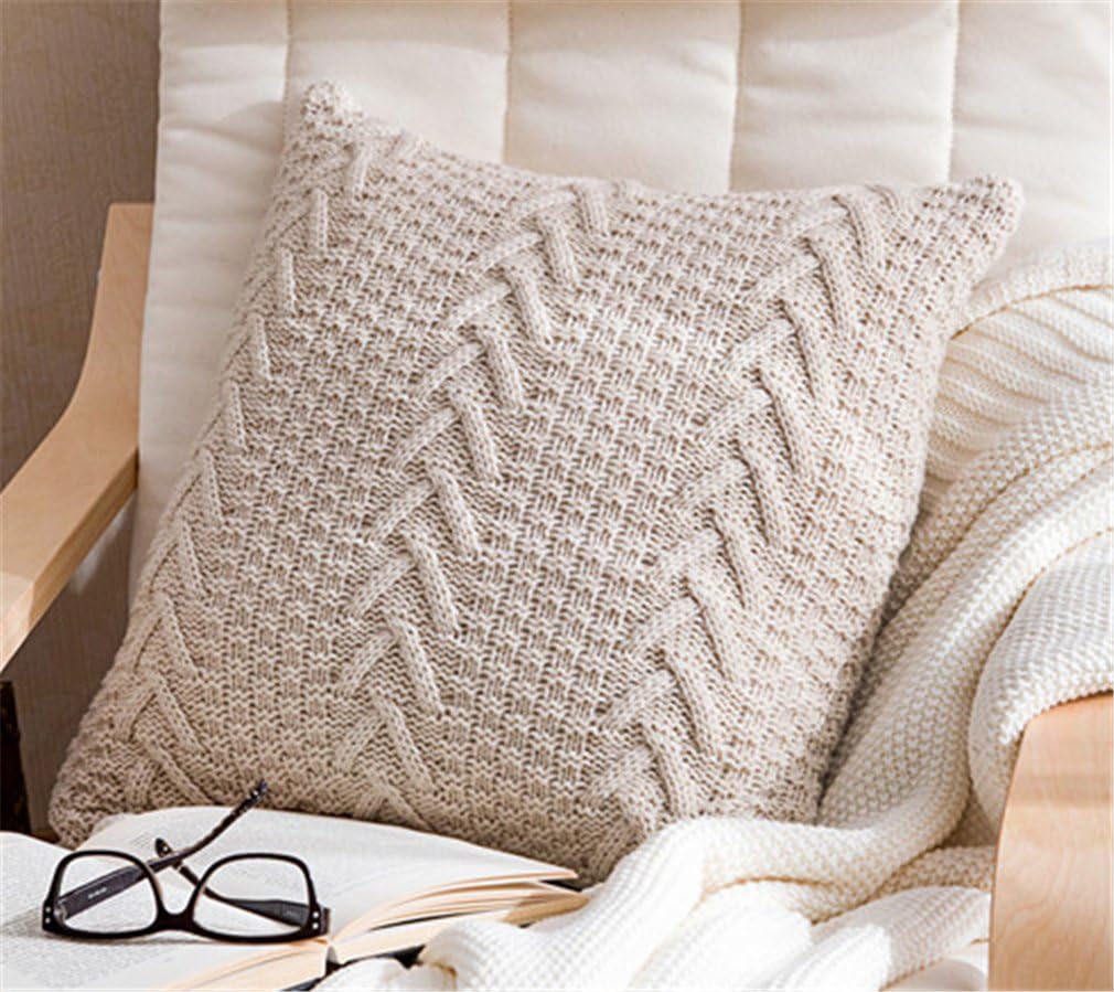 ANDUUNI Decorative Cotton Knitted Pillow Case Cushion Cover Double