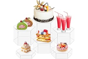 6 Pcs Buffet Risers, Dessert Stands, Acrylic Boxes for Display, Hexagonal Jewelry Showcase, Riser Display Cases Acrylic Displ