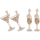 Martini Earrings for Women Cute Dangle Earrings Trendy Fun Statement Cocktail Earrings Martini Wine Glass Dangle Earrings Champagne Margarita Espresso Martini Party Decor Gifts for Holiday Christmas