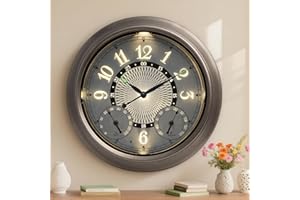 Pytha Sight Outdoor Clock,18 Inch Metal Outdoor Clocks Waterproof with AI Auto Light Sensor, Outdoor Wall Clock for Patio,Poo