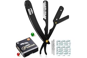 Utopia Care Professional Straight Razor for Men, Barber Straight Edge Razor Safety with 100 Pack Blades, Black