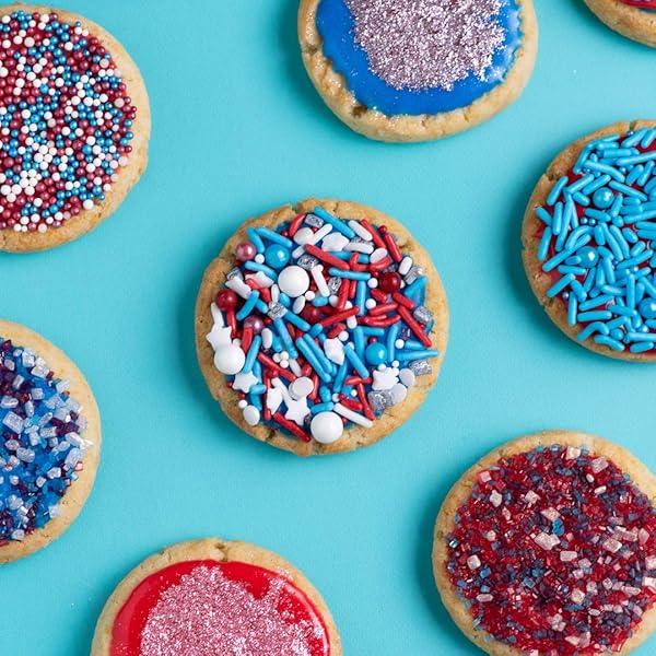 SWEETS INDEED SPRINKLES, EDIBLE SPRINKLE MIX, PERFECT FOR CAKE DECORATIONS, BAKING, ICE CREAM, COOKIES, CUPCAKE TOPPER (PATRIOTIC)