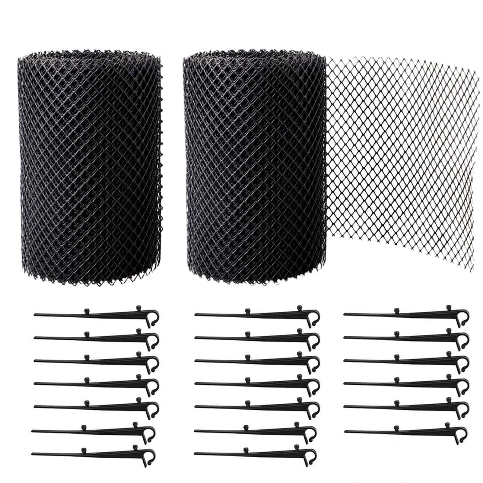 KMERCE 12 m Durable Gutter Protection Grids Made of PP, Roofing and Sheet Protection + 20 Mounting Hooks, 15 cm Wide + 12 m Length