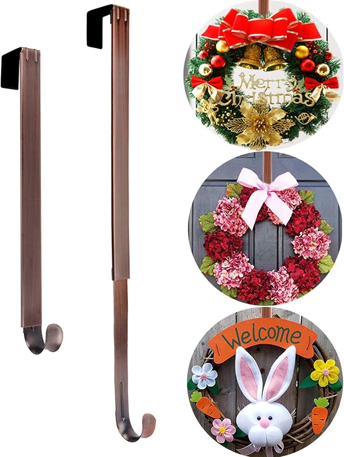 Damage-Free Garland Hanger For Front Door - No Drill Heavy Duty Wreath Holder
