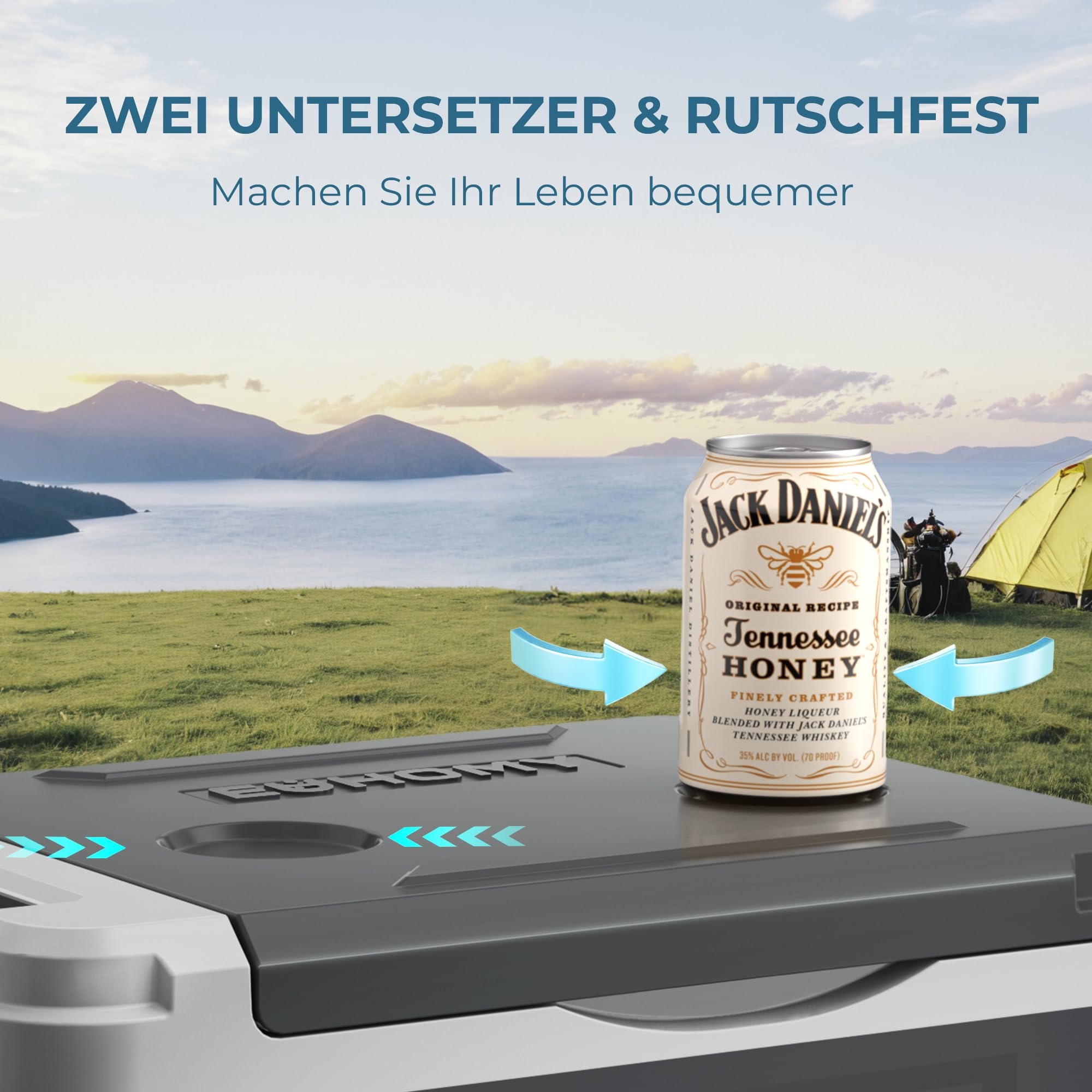 EUHOMY 10L Kompressor Kühlbox (-20℃~20℃) 12/24V DC & 230V AC Tragbarer Kompressor-Kühler mit Bluetooth APP Steuerung, 15-Min Schnellkühlung, ECO/MAX Modi, Leise <45dB, für Camping, Wohnmobil & Reisen 4