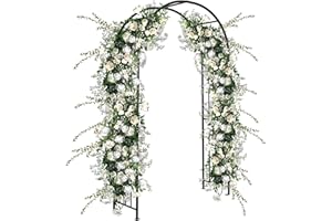 IRONMAX Garden Arch, Heavy Duty Galvanized Steel Garden Arbor with 8 Ground Stakes, Outdoor Garden Trellis for Climbing Plant