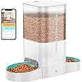 HoneyGuaridan 5L Automatic Cat Feeder for Two Cats, 2.4G WiFi Enabled Smart Feed Pet Feeder with Slow Bowl,APP Control Dispenser, Dual Power Supply,Desiccant Bag,10s Meal Call